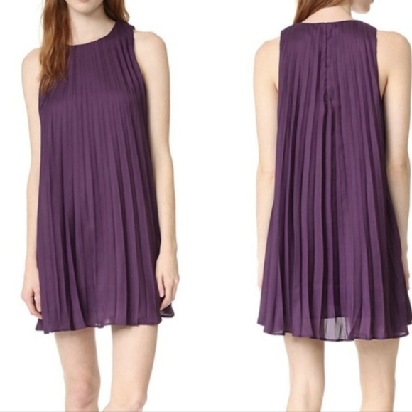 BB DAKOTA Edisto pleated dress in Black Orchid Plum Sz M NWOT - Picture 1 of 6